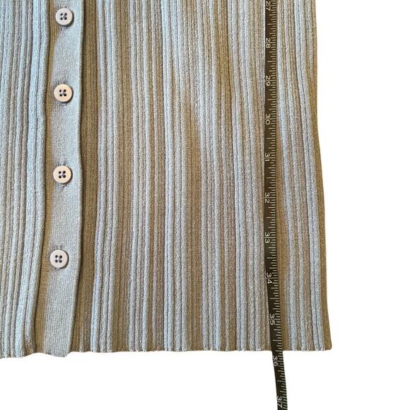 LEYDEN Blue Ribbed Knit Sweater Dress Size M Long Sleeve Collared Button Front - Picture 6 of 9